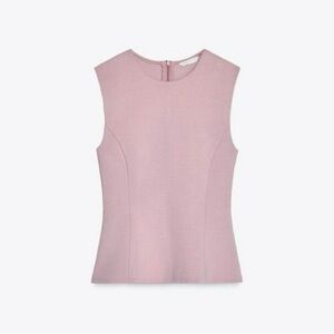 ZARA INTERLOCK SOFT PINK PEPLUM TOP SIZE M